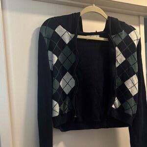 Zip Up Argyle Cropped Jacket